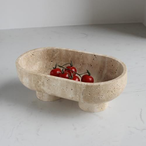 Natural Oval Travertine Fruit Bowl